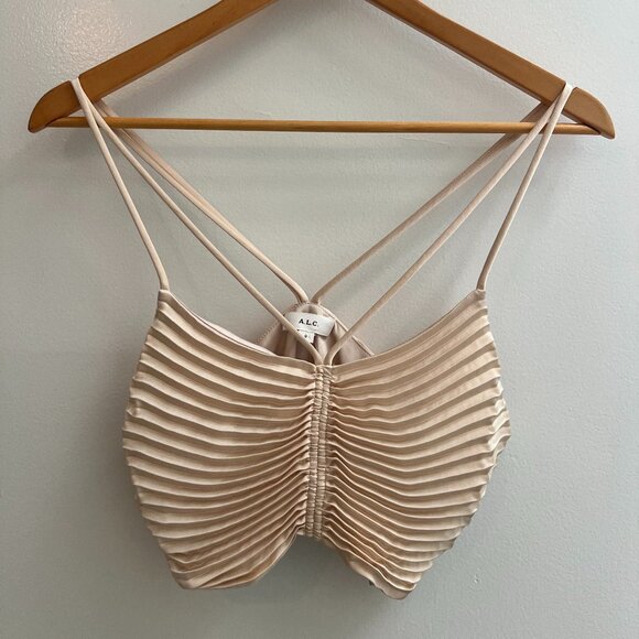 A.L.C. Cream Pleated Crop Top - Picture 6 of 10